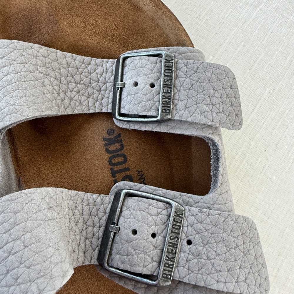 Birkenstock Arizona Desert Slide Whale Gray Nubuck Size 42 9-9.5 Great Condition - Picture 7 of 13